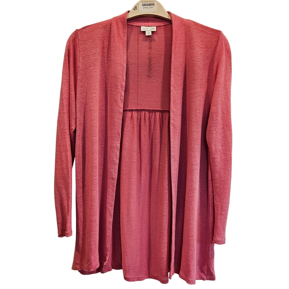 J.‎ Jill Love Linen Cardigan Small Pink Open Front Lightweight Long Sleeve